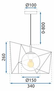 Toolight, závěsná stropní lampa 1xE27 APP1022-1CP, černá-bílá, OSW-06112