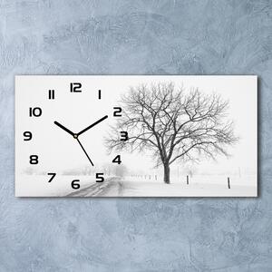 Moderní skleněné hodiny na stěnu Strom zima pl_zsp_60x30_f_80032038