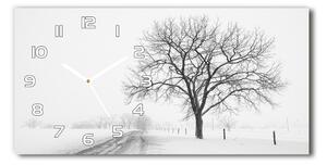 Moderní skleněné hodiny na stěnu Strom zima pl_zsp_60x30_f_80032038