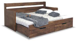 Rozkládací postel s úložným prostorem GABRIEL s područkami, masiv buk