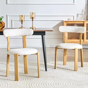Sada dvou jídelních židlí, materiál: chenille, prodyšná tkanina, ergonomická opěradla, protiskluzové nožky (bílá barva)