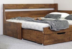 Rozkládací postel s úložným prostorem GABRIEL - Pravá, masiv buk - olše, POSLEDNÍ KUS SKLADEM
