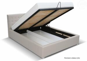 Čalouněná postel s úložným prostorem CS35008, bílá ekokůže, 160x200 cm