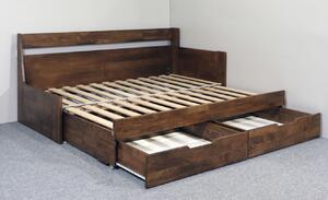 Rozkládací postel s úložným prostorem GABRIEL - Pravá, masiv buk - olše, POSLEDNÍ KUS SKLADEM