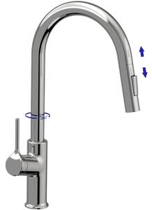 Invena Farsala, dřezová baterie s výsuvnou 2-funkční výlevkou h-433, chromová, INV-BZ-40-U01-S