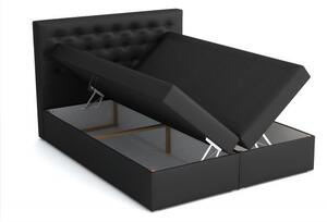 Americká postel boxspring CS34015, s matrací a úložným prostorem, černá ekokůže, 140x200 cm