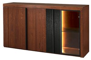 Szynaka Komoda Paris II 45 182 cm z masivu s LED osvětlením dub antický/černá