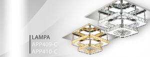 Toolight, LED 24W krystalová stropní lampa čtvercová APP410-C, chromová-zlatá, OSW-65008