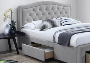 Čalouněná postel CS11012 s úložným prostorem, šedá látka, 160x200 cm