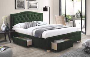 Čalouněná postel CS11012 s úložným prostorem, velvet zelená látka, 160x200 cm