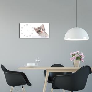 Moderní skleněné hodiny na stěnu Šedá kočka pl_zsp_60x30_f_80791907