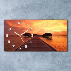 Skleněné hodiny na stěnu Bungalovy Maledivy pl_zsp_60x30_f_80965646