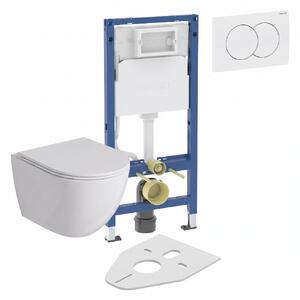 WC SET Geberit DuoFix s WC mísou Caneo, bílá + tlačítko Delta 01, bílé + izolační deska