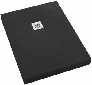Schedpol New Horizons Black Stone obdélníková sprchová vanička + mřížka 120x80 cm černá 3.3308/C/ST-M2