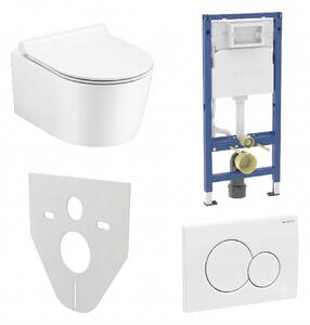 WC SET Geberit DuoFix s WC mísou Corona + tlačítko Delta 01, bílé + izolační deska