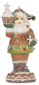 Hnědá plastová vánoční dekorace Santa Claus – 15x13x32 cm