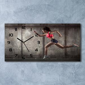 Skleněné hodiny na stěnu Běžící žena pl_zsp_60x30_f_81245595