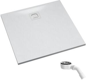 Schedpol Majestic White Stone čtvercová sprchová vanička se sifonem 80x80 cm bílá 3.3500/B/ST-M6/B