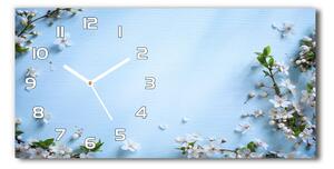 Skleněné hodiny na stěnu Květy višně pozadí pl_zsp_60x30_f_82769762