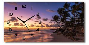 Skleněné hodiny na stěnu Západ slunce na pláži pl_zsp_60x30_f_82653610