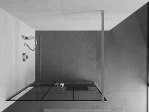 Mexen Kioto+ sprchová zástěna s poličkou a kolejnicí 100 x 200 cm, Průhledné/Černý vzor 8 mm, Chromo