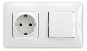 Legrand-Zásuvka domovní SCHUKO 250V/16A a jednopól vypínač č. 1 s rám NILOE bílá