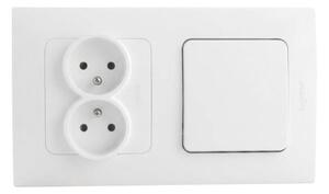 Legrand-Dvojitá zásuvka domovní 250V/16A a je vypínač č. 1 s rám NILOE STEP bílá