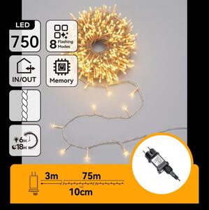Aigostar - LED Venkovní vánoční řetěz 750xLED/8 funkcí 78m IP44 teplá bílá