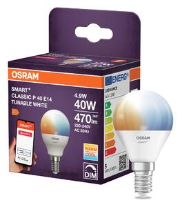 Chytrá zigbee stmívatelná LED žárovka E14 4,9 W CLASSIC P, teplá bílá OSRAM