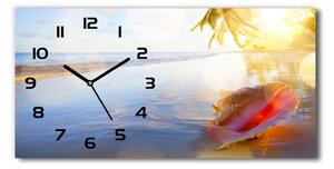 Skleněné hodiny na stěnu Mušle na pláži pl_zsp_60x30_f_83555961