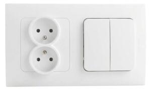 Legrand-Dvojitá zásuvka domovní 250V/16A a dv vypínač č. 5 s rám NILOE STEP bílá