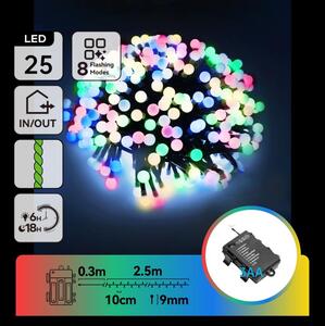 Aigostar - LED Venkovní vánoční řetěz 25xLED/8 funkcí 3xAA 2,8m IP44 multicolor