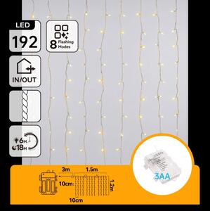 Aigostar - LED Venkovní ván řetěz 192xLED/8 funkcí 3xAA 4,5x1,2m IP44 teplá bílá