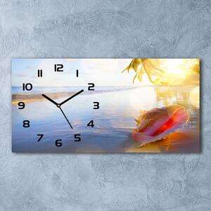 Skleněné hodiny na stěnu Mušle na pláži pl_zsp_60x30_f_83555961