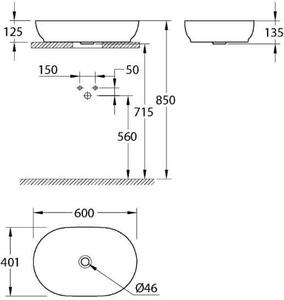Grohe Essence umyvadlo 60x40 cm oválné na pult bílá lesk 103563SH00