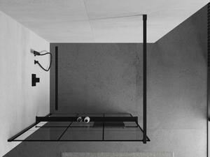 Mexen Kioto+ sprchová zástěna s poličkou a kolejnicí 100 x 200 cm, Průhledné/Černý vzor 8 mm, Černá