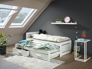 Rozkládací dětská postel s přistýlkou a úložným prostorem Tesa, masiv borovice