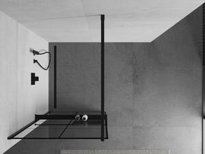 Mexen Kioto+ sprchová zástěna s poličkou a kolejnicí 80 x 200 cm, Průhledné/Černý vzor 8 mm, Černá