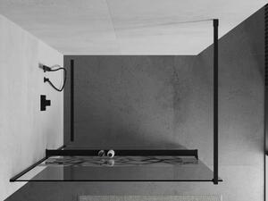 Mexen Kioto+ sprchová zástěna s poličkou a kolejnicí 70 x 200 cm, Průhledné/Bílý vzor 8 mm, Černá