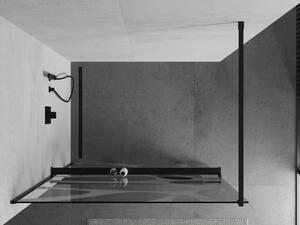 Mexen Kioto+ sprchová zástěna s poličkou a kolejnicí 70 x 200 cm, Průhledné/Bílý vzor 8 mm, Černá