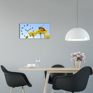 Skleněné hodiny na stěnu Včela na květině pl_zsp_60x30_f_83831573