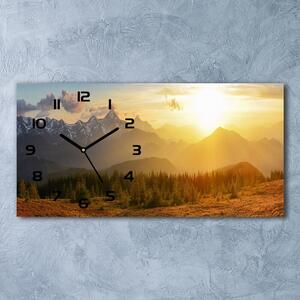 Skleněné hodiny na stěnu Západ slunce hory pl_zsp_60x30_f_84116149