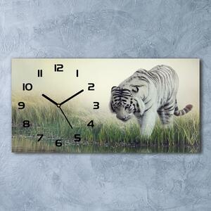 Skleněné hodiny na stěnu tiché Bílý tygr pl_zsp_60x30_f_84071201