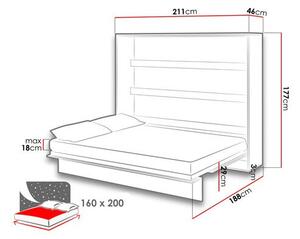 Široká sklápěcí postel dvoulůžko MONTERASSO, 140x200, dub artisan