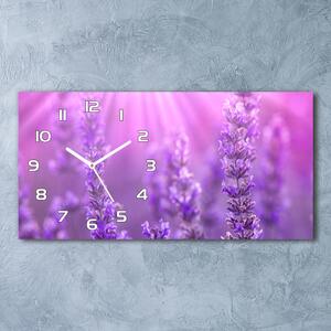 Moderní skleněné hodiny na stěnu Levandule pl_zsp_60x30_f_84232090
