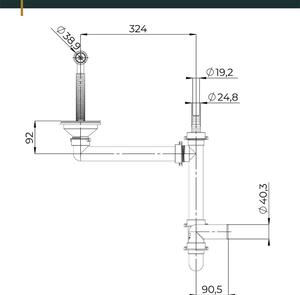 Sink Quality Sapphire, granitový kuchyňský dřez 565x460x180 mm + manuální sifon, 1-komorový, černá metalíza-BROCADE, SKQ-SAP.B.1KKO.X