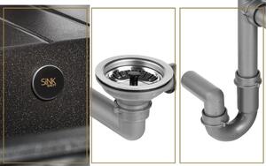 Sink Quality Ferrum, kuchyňský granitový dřez 770x450x190 mm + sifon, černá skvrnitá-BROCADE, SKQ-FER.B.1KDO.X