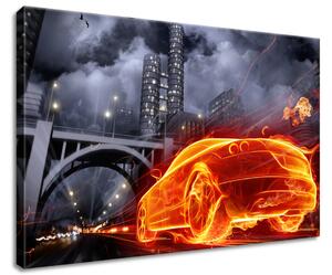 Obraz na plátně Hořící auto Velikost: 60 x 40 cm