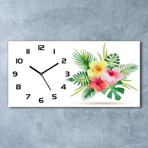 Skleněné hodiny na stěnu Havajské květiny pl_zsp_60x30_f_85139888