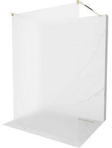 Mexen Kioto, průchozí sprchová zástěna 100 x 200 cm, 8mm sklo námraza, 2x zlatá stabilizační rozpěra, 800-100-002-50-30